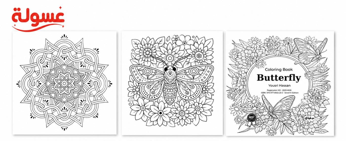 كتاب تلوين Mandala butterfly