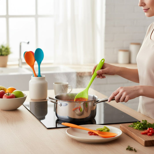 معالق سيليكون متعددة الألوان غير لاصقة لخلط الخبز والتقليب