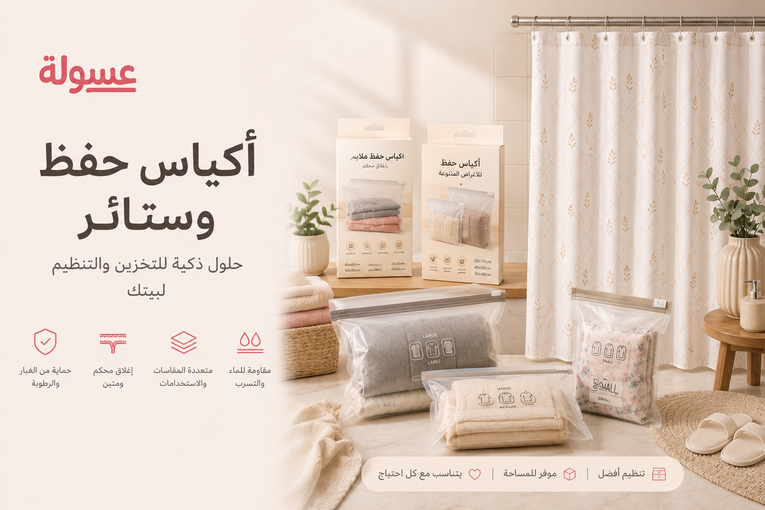 اكياس حفظ و ستائر حمام