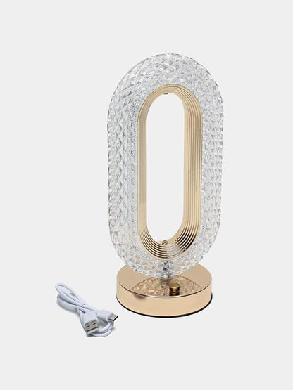 مصباح طاولة كريستال دايموند LED، 3 درجات حرارة للالوان، تحكم باللمس، منفذ USB، مصباح LED اكريليك رومانسي مبتكر لغرفة النوم وغرفة المعيشة وغرفة الاطفال والمكتب، أصفر دافئ