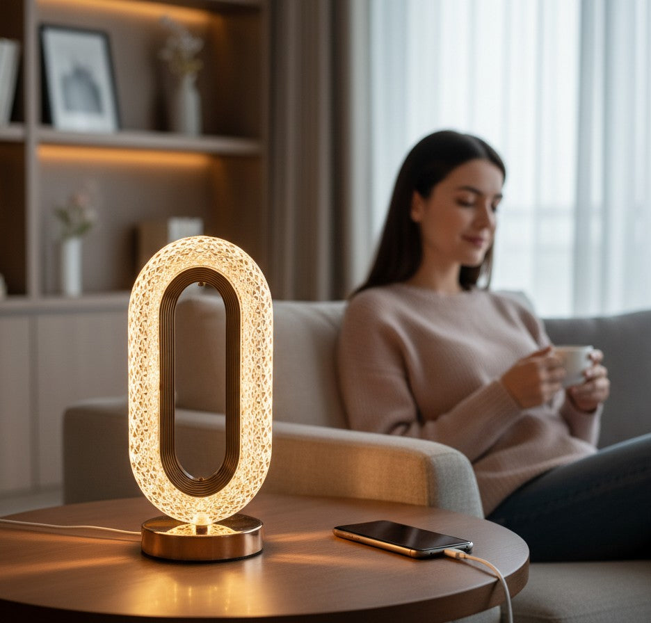 Asoula crystal diamond LED table lamp with touch control and USB port, 3 color temperatures, romantic ambient lighting.