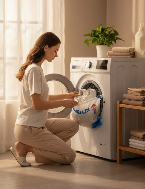 Asoula mesh laundry bags with zipper for shoes and socks, protects shoes and washing machine.