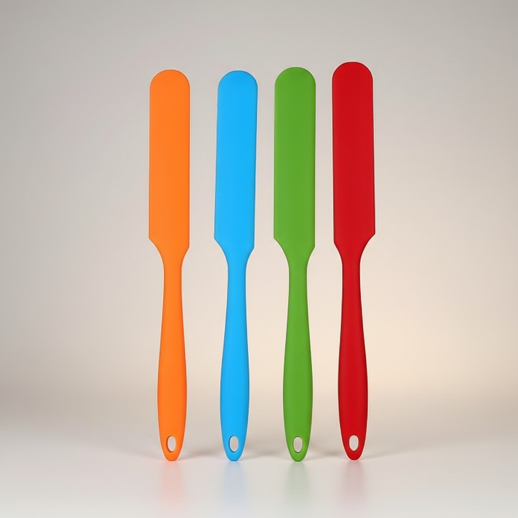 Asoula set of 4 heat-resistant silicone spatulas in orange, blue, green, and red. Ideal for baking, scraping, and spreading.