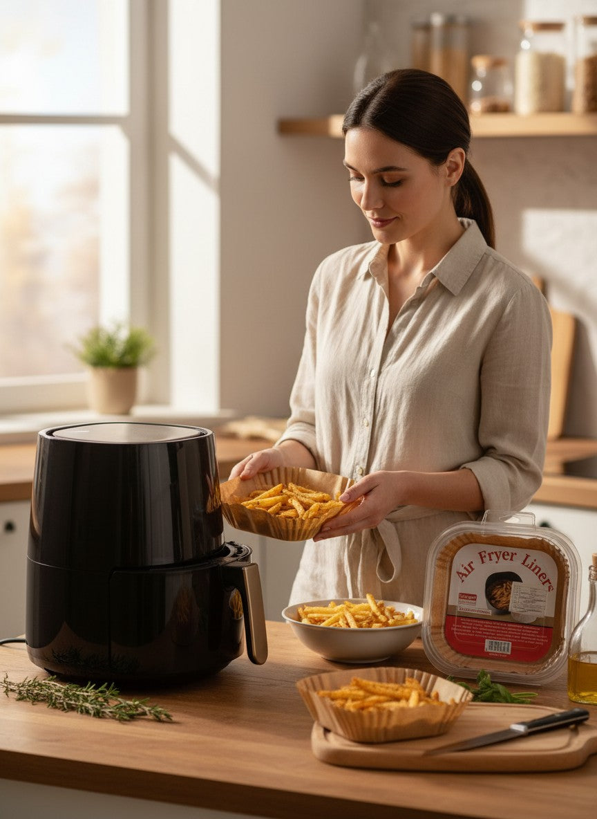Asoula square air fryer liners, 160mm x 45mm, made of food-grade double-sided silicone paper, waterproof and oil-proof.