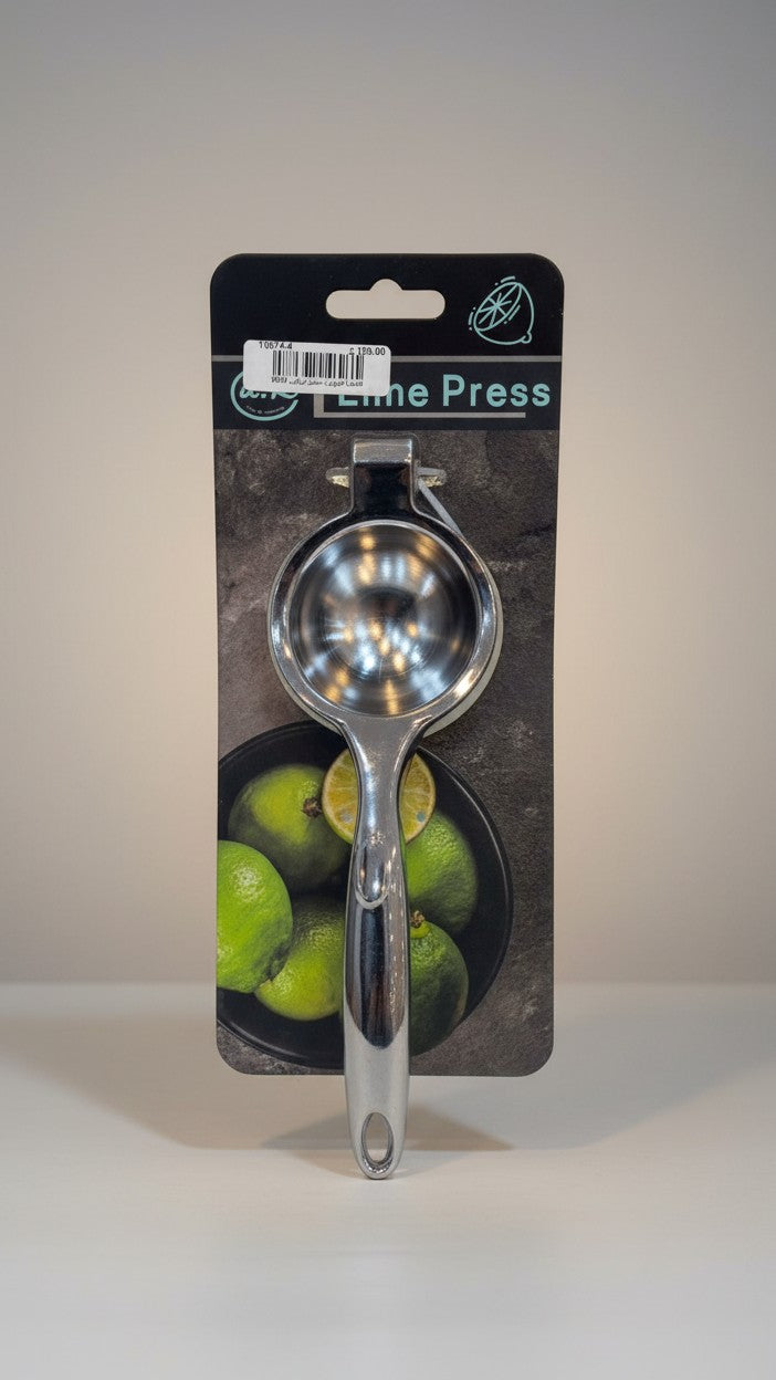 Asoula stainless steel manual lime press with a comfortable grip and a hanging hole. Ideal for juicing citrus fruits.