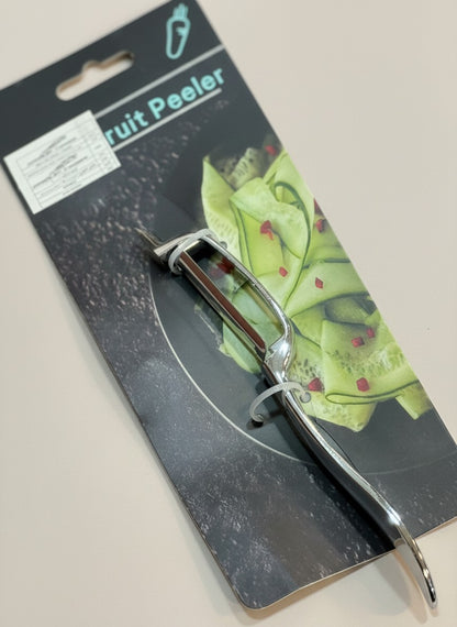 Asoula stainless steel fruit and vegetable peeler with ergonomic handle, designed for easy use and cleaning.
