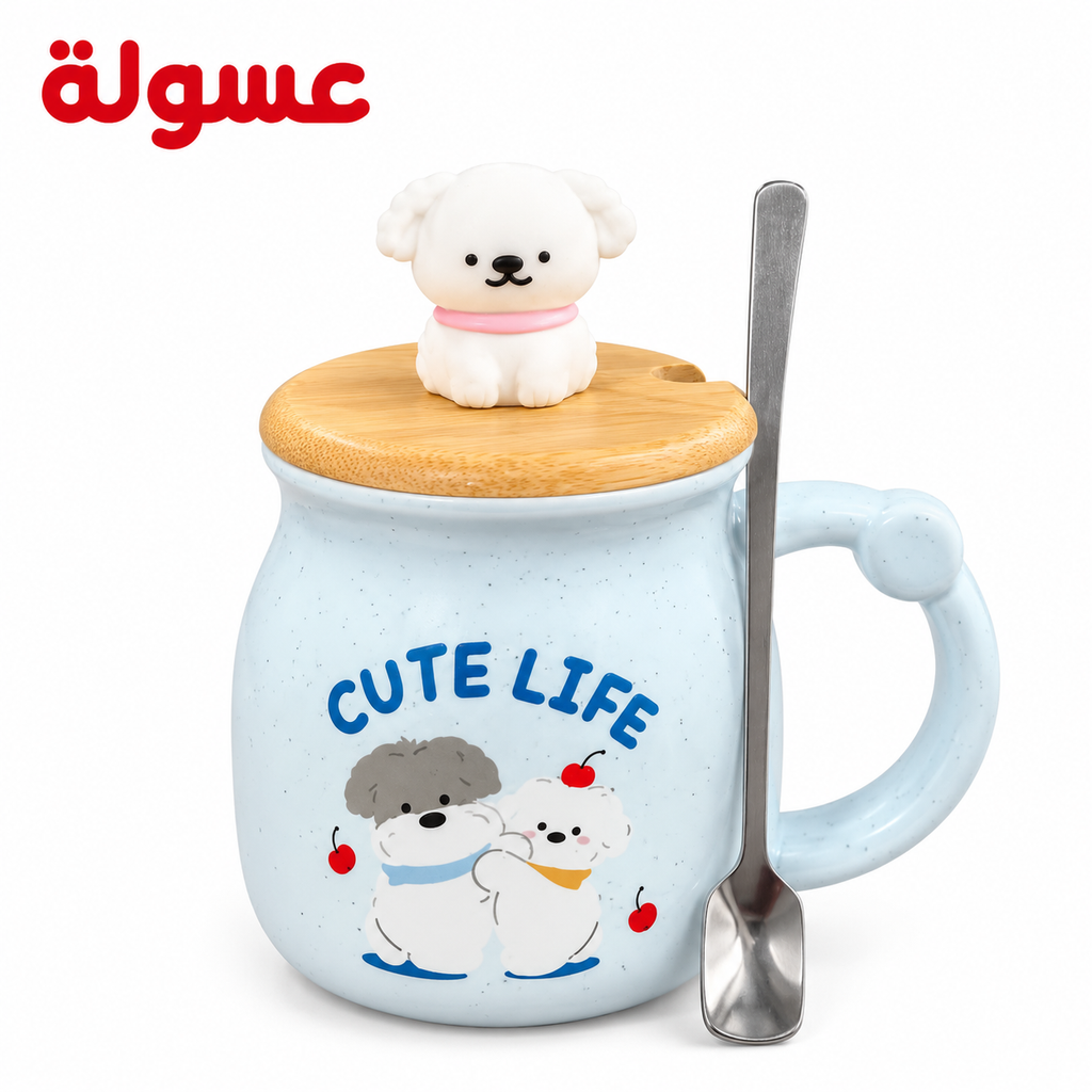 مج سيراميك بغطاء ومعلقة