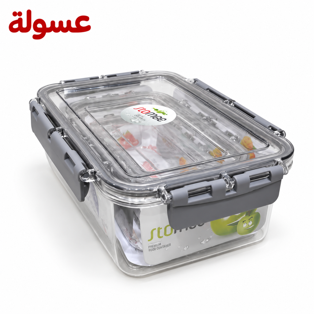 طقم علب تلاجة بأحجام مختلفة مستطيل