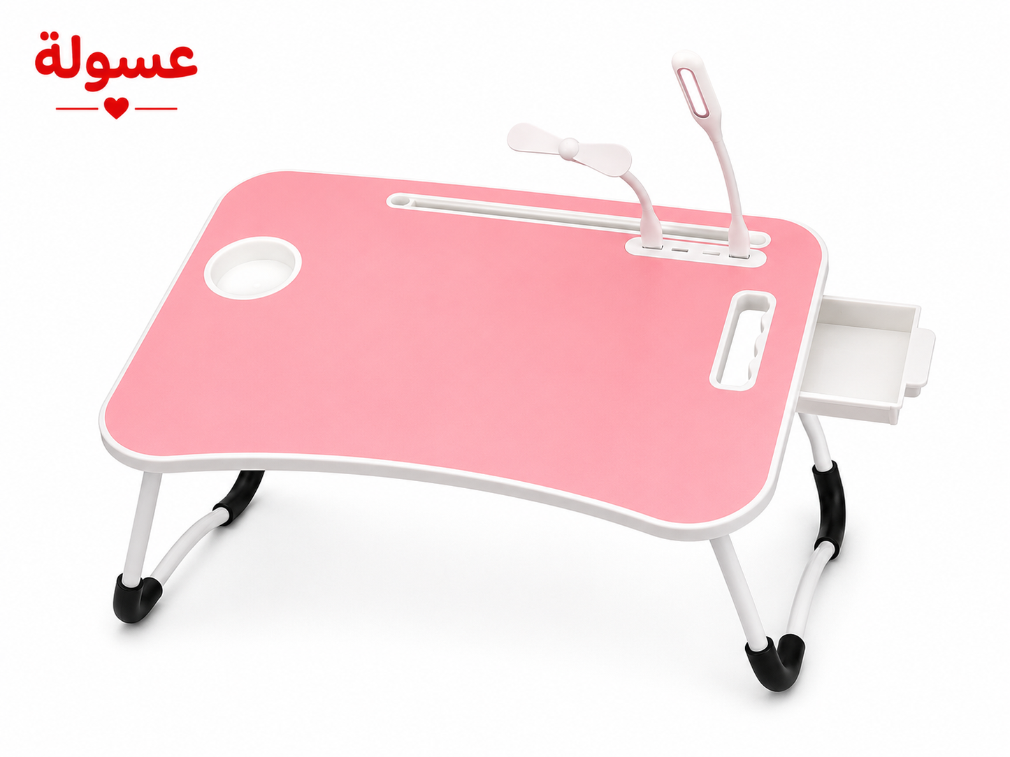 ترابيزه لاب ومذاكرة سادة مع USB ومروحة وكشاف LED